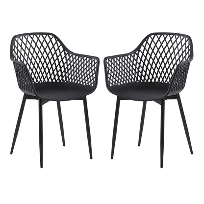 Chaises de salle à manger avec pieds en métal, chaise creuse au design rétro(Ensemble de 2/4) - Noir-ROME