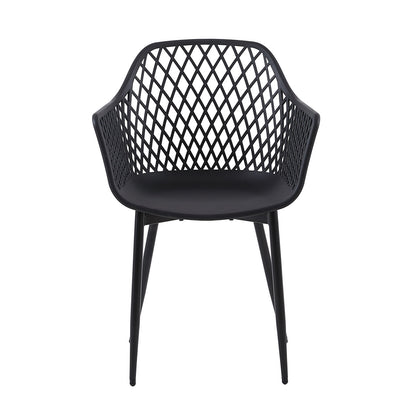 ROME Chaises de salle à manger avec pieds en métal, chaise creuse au design rétro - Noir
