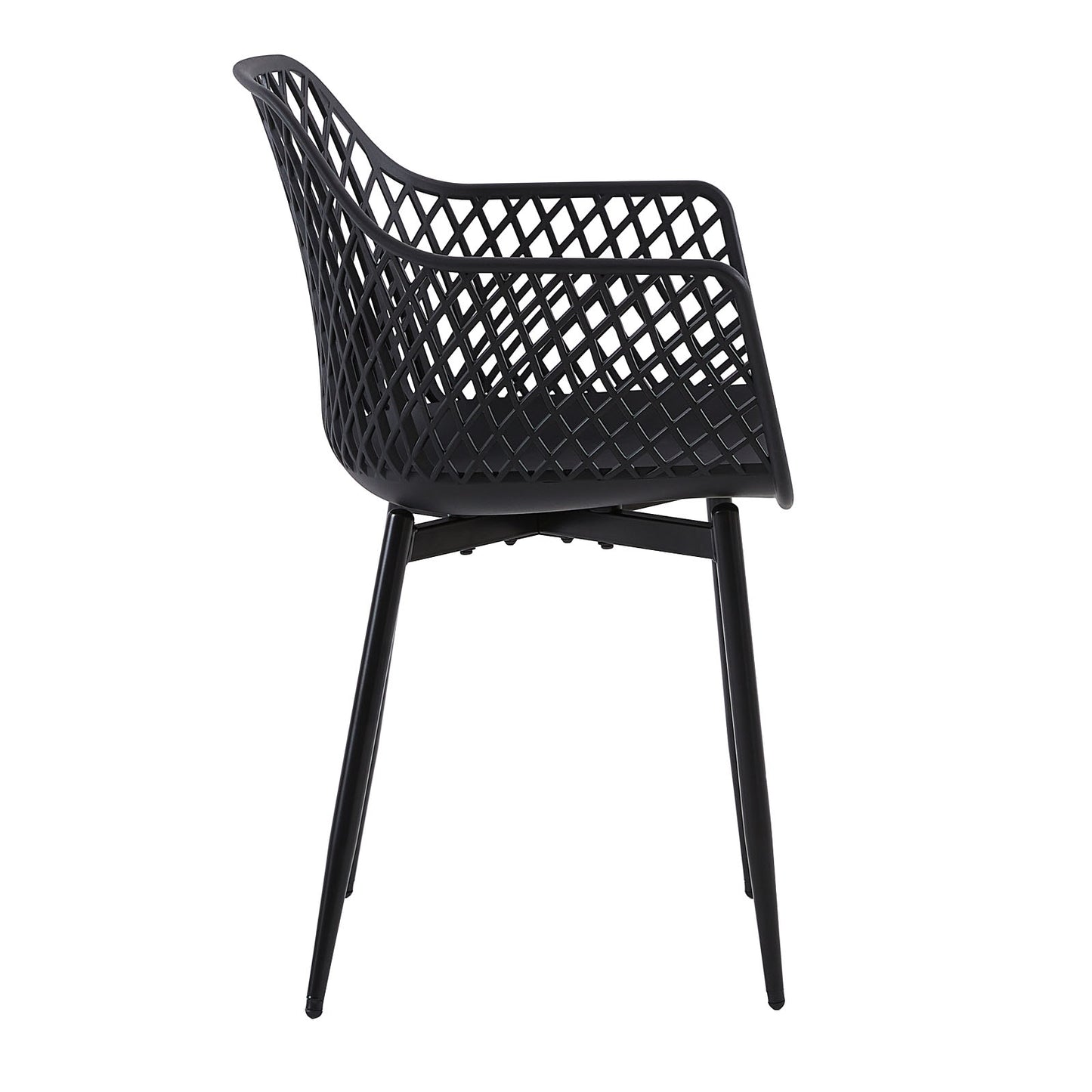 ROME Chaises de salle à manger avec pieds en métal, chaise creuse au design rétro - Noir