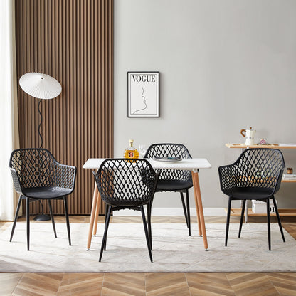 ROME Chaises de salle à manger avec pieds en métal, chaise creuse au design rétro - Noir