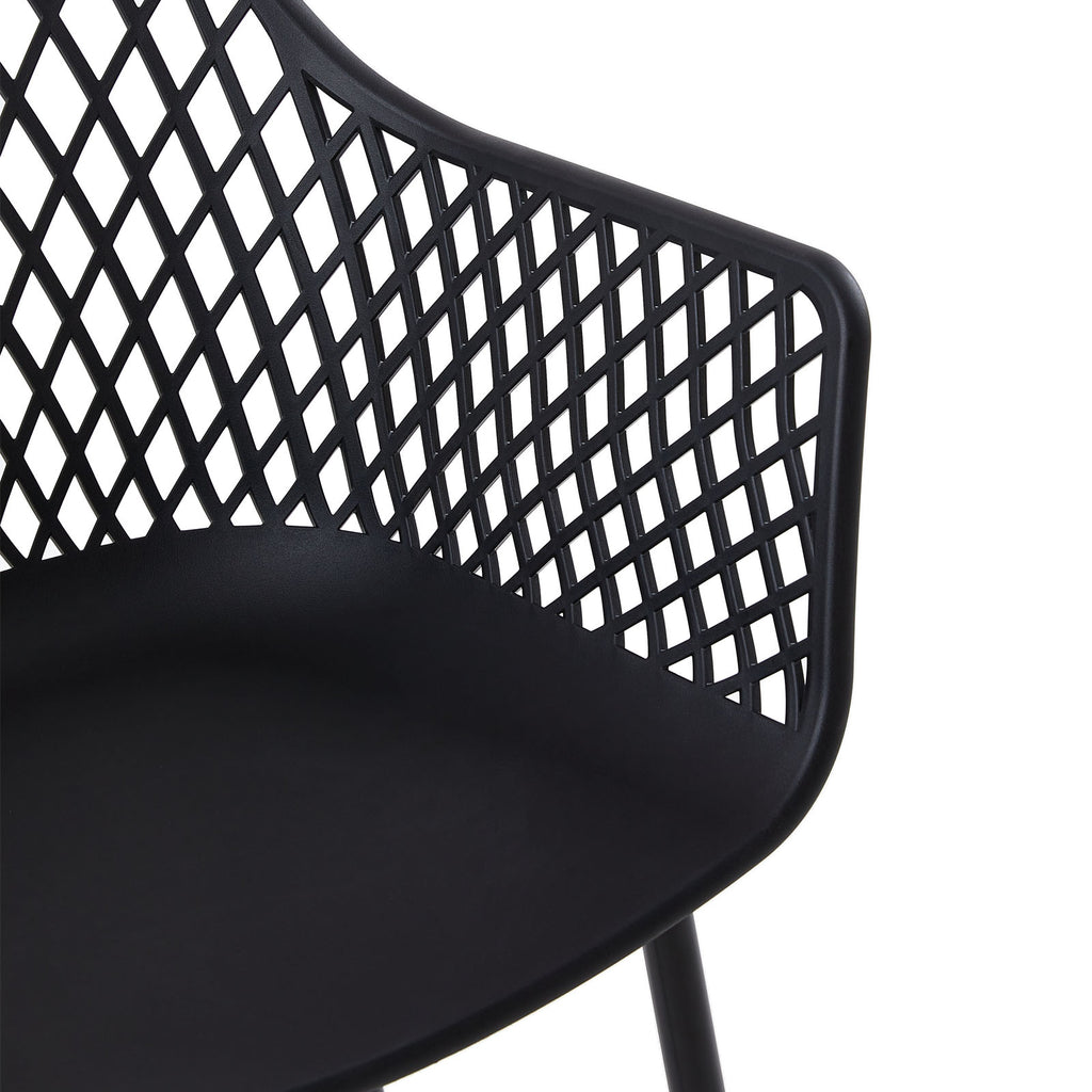 ROME Chaises de salle à manger avec pieds en métal, chaise creuse au design rétro - Noir