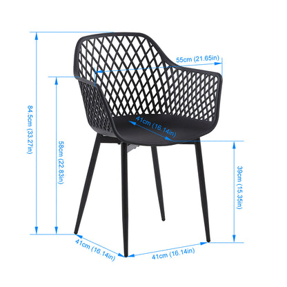 ROME Chaises de salle à manger avec pieds en métal, chaise creuse au design rétro - Noir