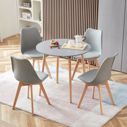 RONALD Ronde Table de Salle à Manger Scandinave Nordique Style en Bois 80*80*74cm - Gris