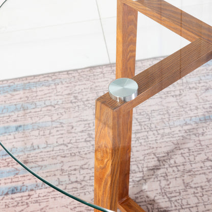 ROUNE Table à Manger Ronde en Verre avec Pieds en Métal  80 * 80 * 75 cm - Transparent