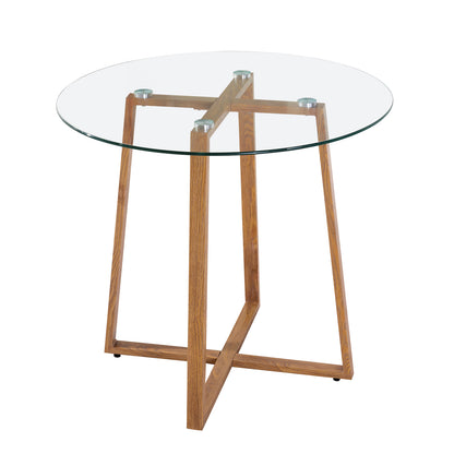 ROUNE Table à Manger Ronde en Verre avec Pieds en Métal  80 * 80 * 75 cm - Transparent