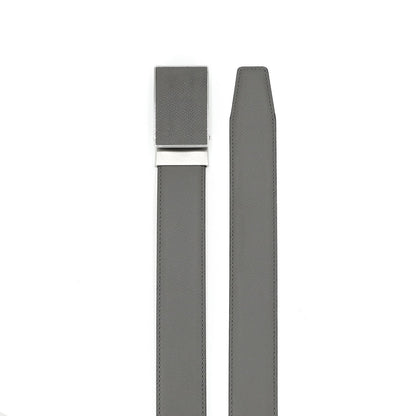 Rho Ceinture classique en cuir de vachette avec boucle automatique, gris acier