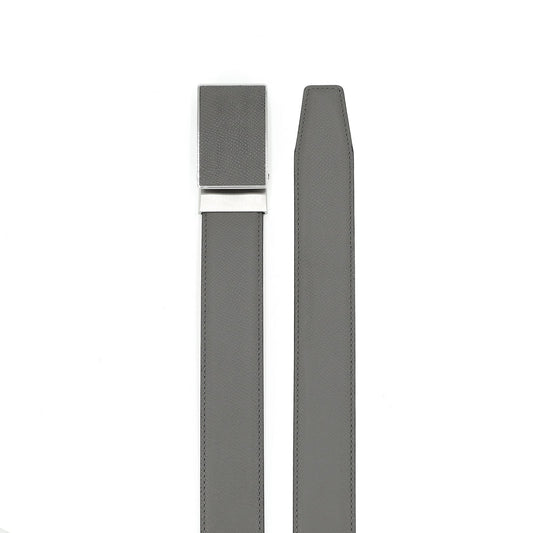 Rho Ceinture classique en cuir de vachette avec boucle automatique, gris acier