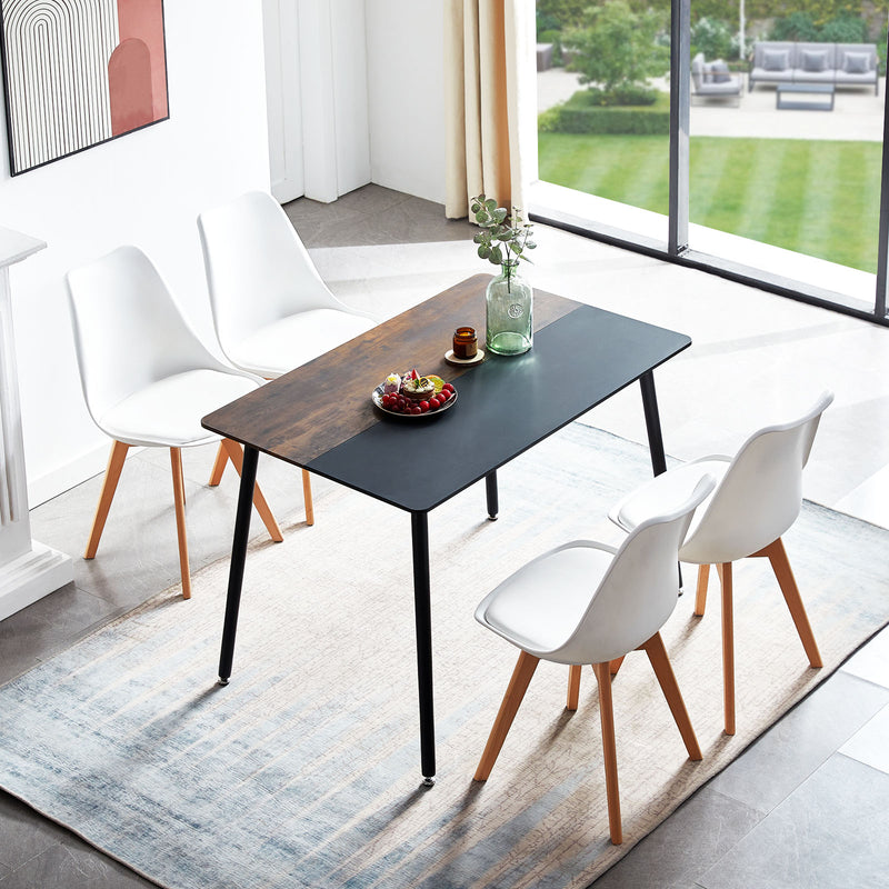 SAGE Rectangulaire Table de Salle à Manger en MDF Scandinave Style en Bois 110*70*74cm - Brun/Brun Noir