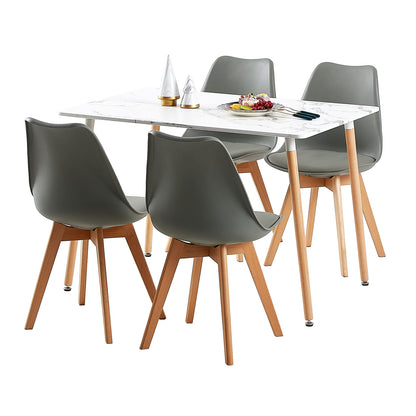 SAGE Rectangulaire Table de Salle à Manger en MDF Scandinave Style en Bois 110*70*74cm - Couleur Marbre