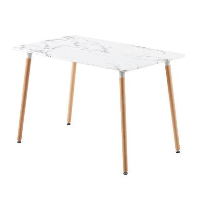 SAGE Rectangulaire Table de Salle à Manger en MDF Scandinave Style en Bois 110*70*74cm - Couleur Marbre