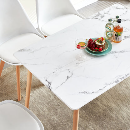 SAGE Rectangulaire Table de Salle à Manger en MDF Scandinave Style en Bois 110*70*74cm - Couleur Marbre