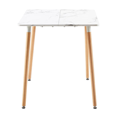 SAGE Rectangulaire Table de Salle à Manger en MDF Scandinave Style en Bois 110*70*74cm - Couleur Marbre
