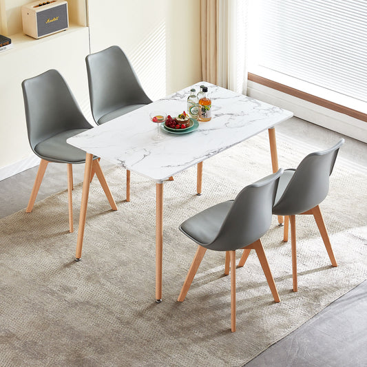 SAGE Rectangulaire Table de Salle à Manger en MDF Scandinave Style en Bois 110*70*74cm - Couleur Marbre