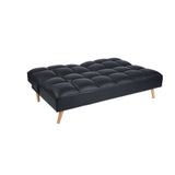 SEATER Canapé-lit Noir En PU, 166*93*83cm Avec Pieds En Bois De Caoutchouc, 2 En 1 Avec Fermeture éclair, 44cm De Hauteur D'assise