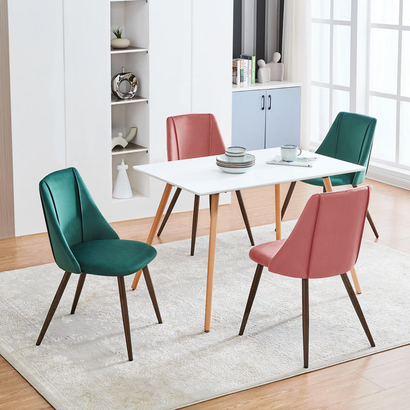 SMEG Chaises de Salle à Manger en Velours avec Pieds en Métal - Rose/Cactus/Vert