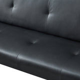 SOFALE Canapé-lit Noir/ Gris en PU/  Lin de 160*73*70cm