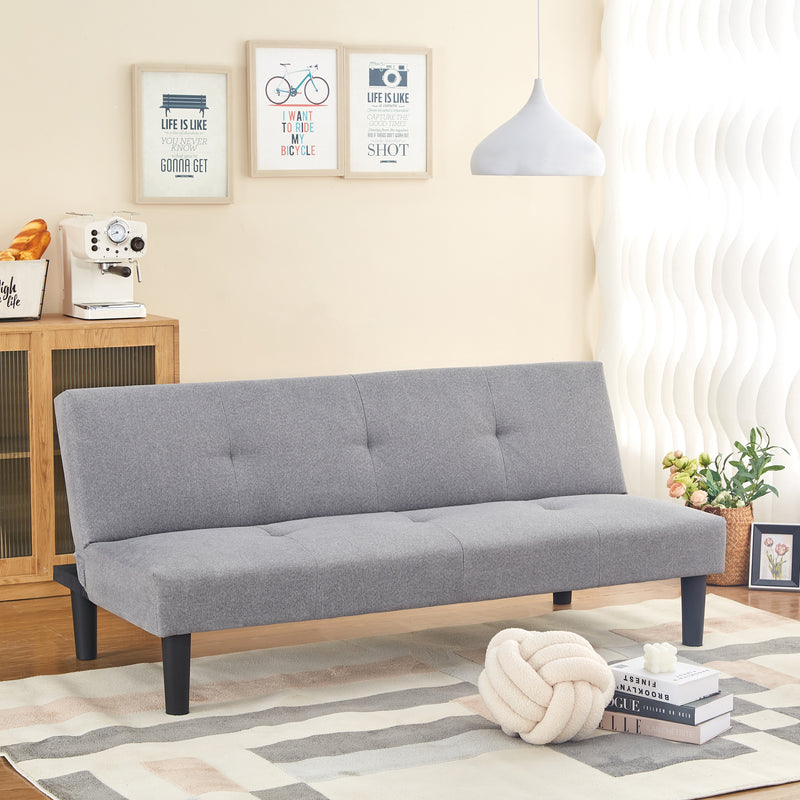SOFALE Canapé-lit Noir/ Gris en PU/ Lin de 160*73*70cm