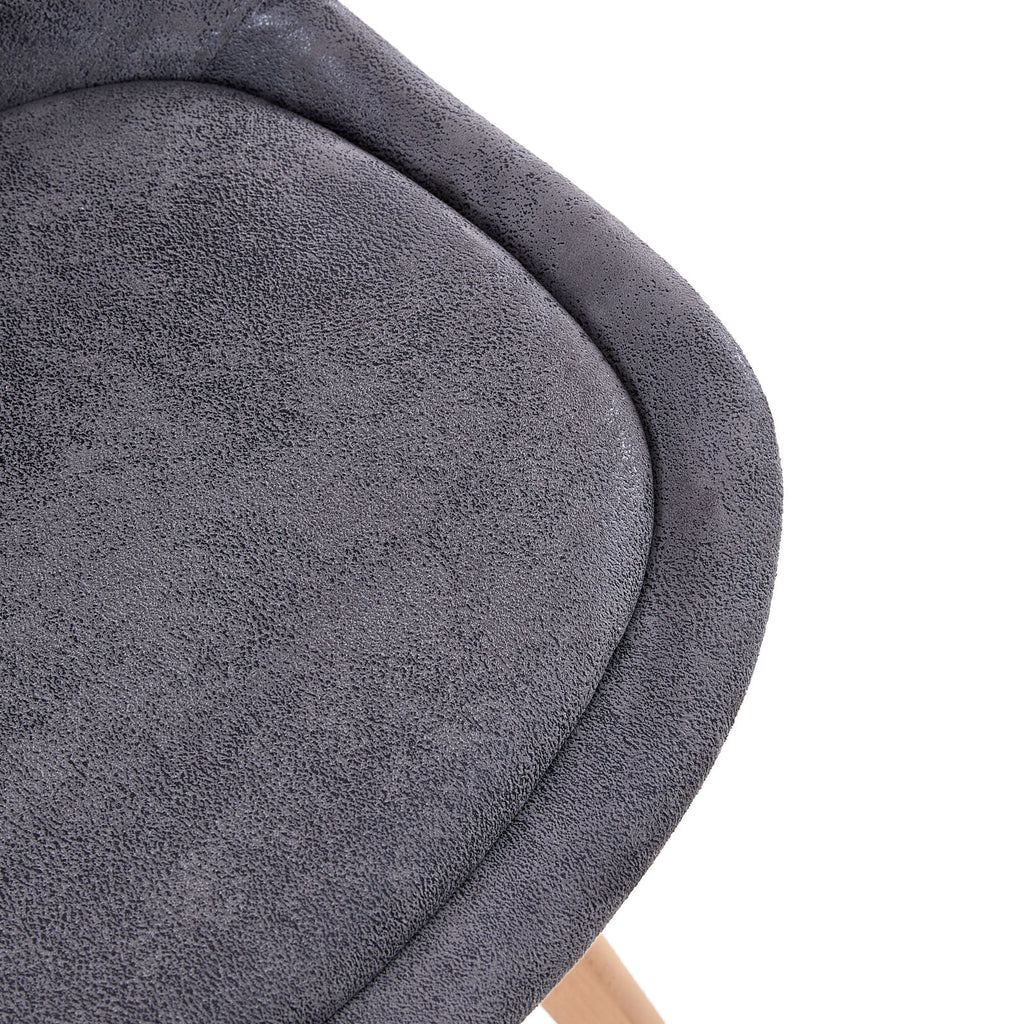TULIP Chaise de salle à manger en daim avec pied en hêtre - marron/gris foncé/gris clair