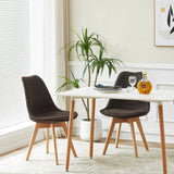 TULIP Chaise de salle à manger en tissu technique avec pied en hêtre - gris foncé/marron clair