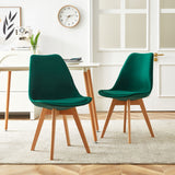 TULIP Chaise de salle à manger en velours avec pied en hêtre - Rose/Vert