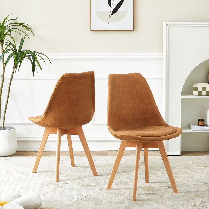 TULIP Chaise de salle à manger en tissu technique avec pied en hêtre - gris foncé/marron clair