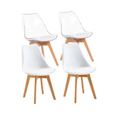 TULIP PP Chaise de salle à manger avec pied en hêtre - 3Blanc et 3Transparent/4Blanc et 2Transparent/2Blanc et 2Transparent