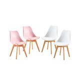 TULIP PP Chaise de salle à manger avec pied en hêtre - blanc et rose
