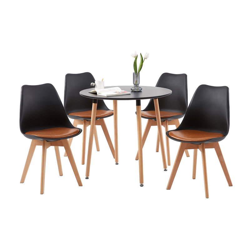 TULIP PP Chaise de salle à manger avec pied en hêtre - Marron