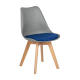 TULIP PP Chaise de salle à manger avec pied en hêtre - Gris/Bleu