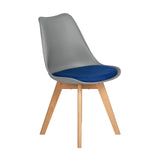 TULIP PP Chaise de salle à manger avec pied en hêtre - Gris/Bleu