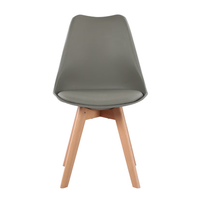 TULIP PP Chaise de Salle à Manger Pieds en Hêtre - Noir/Blanc/Gris