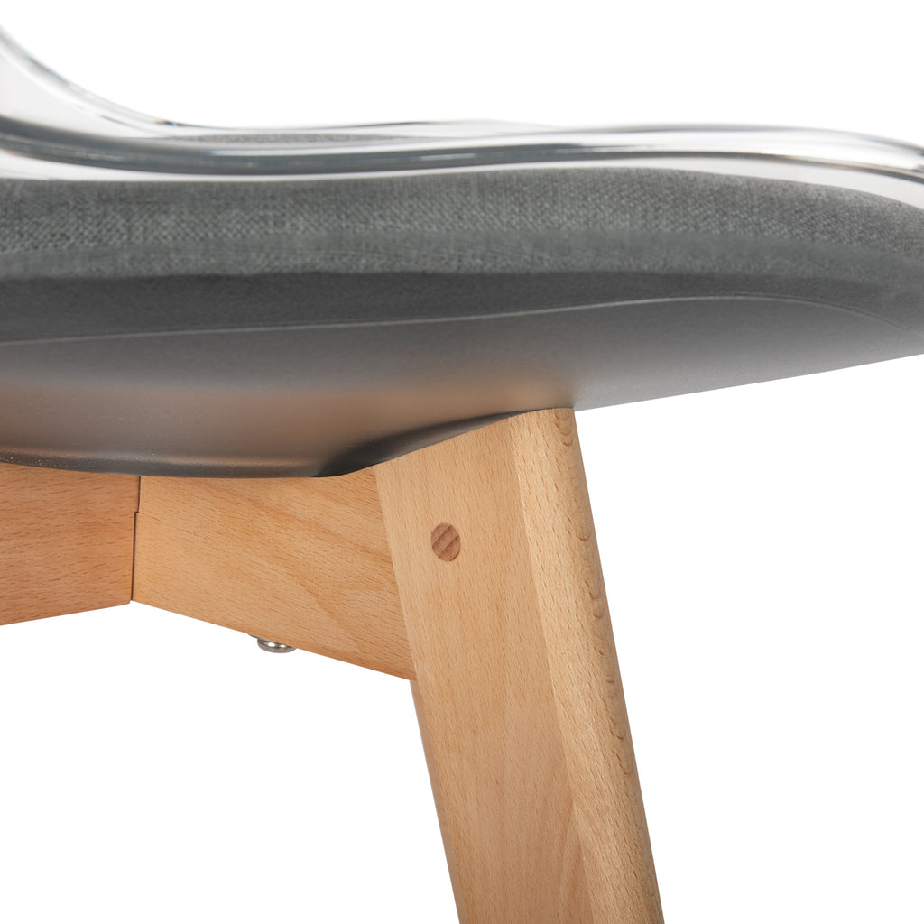 TULIP PC Chaise de salle à manger avec pied en hêtre - Transparent  Gris