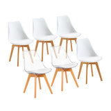 TULIP PP Chaise de salle à manger avec pied en hêtre - 3Blanc et 3Transparent/4Blanc et 2Transparent/2Blanc et 2Transparent