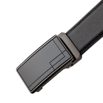 Tivoli Ceinture en cuir de vachette avec boucle automatique en acier, Couleur Pistolet en Sourdine, Jaune Kaki