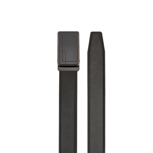 Tivoli Ceinture en cuir de vachette avec boucle automatique en acier, Couleur Pistolet en Sourdine, Jaune Kaki