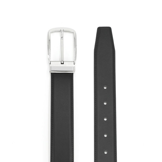 Trani Ceinture classique avec boucle ardillon en cuir de vachette de première qualité - Noir Acier